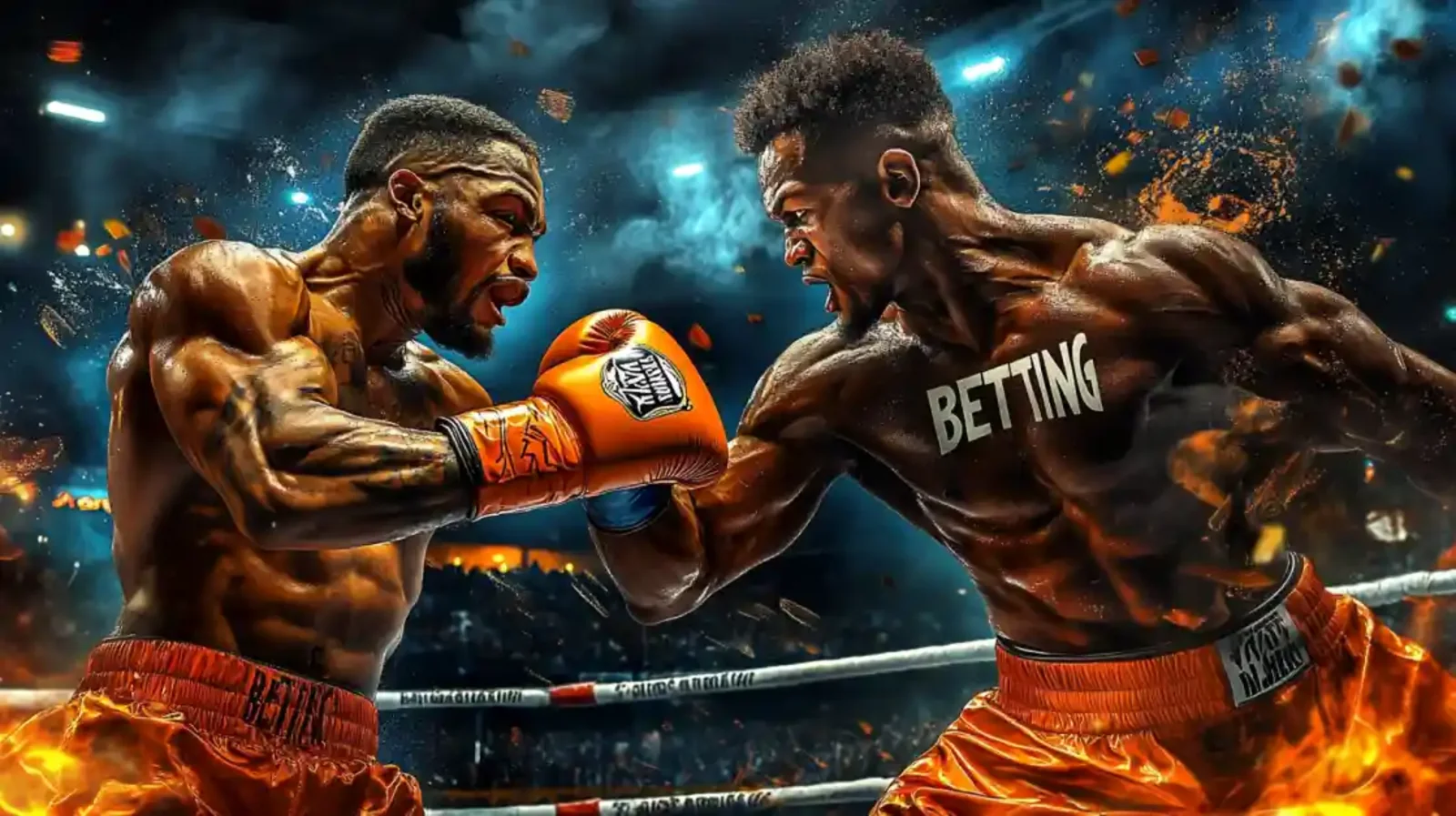 Aposte nas lutas mais intensas de boxe com o 166Bet. Dois lutadores em um confronto épico no ringue, capturando a adrenalina das apostas esportivas.